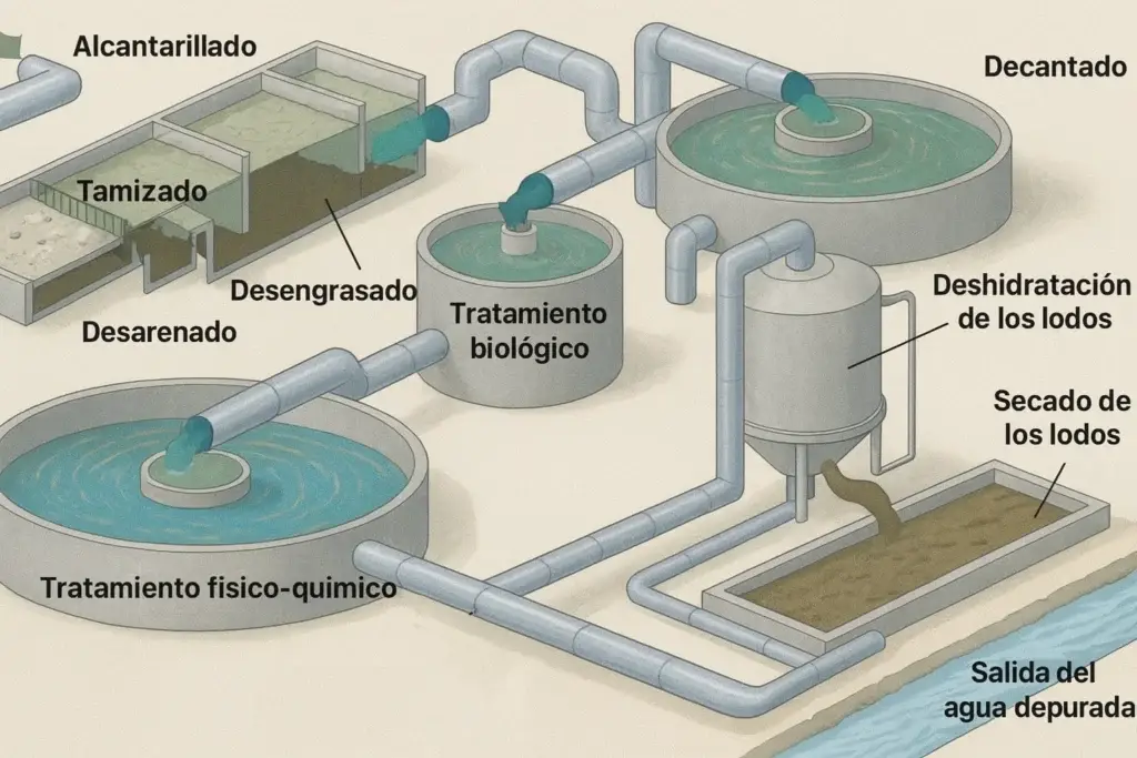 Etapas tratamiento de agua residuales industriales
