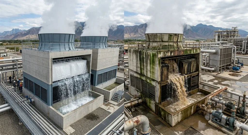 torres de enfriamiento antes y despues